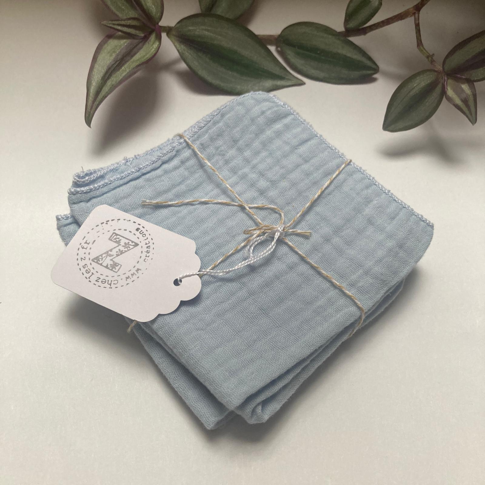 Mouchoirs en tissu gaze de coton bleu