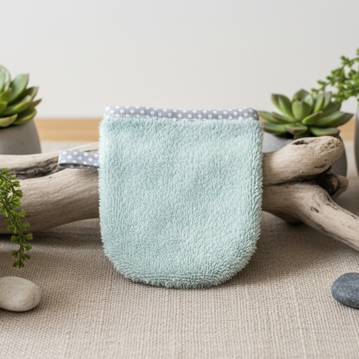 gant en éponge de bambou vert tendre